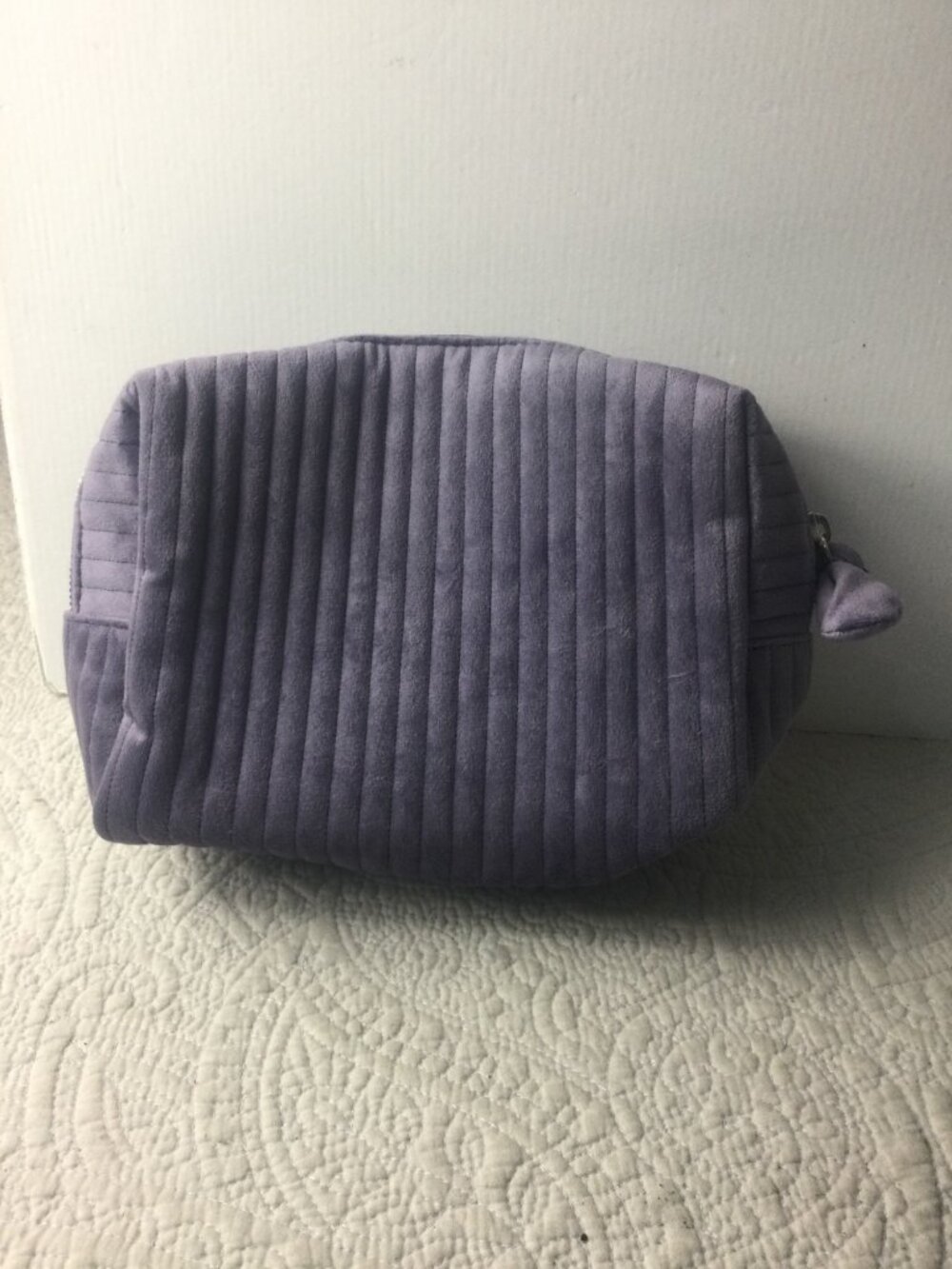 Exuviance Quilted Purple Cosmetic Bag - Soft Velvet  With Zipper Closure*New